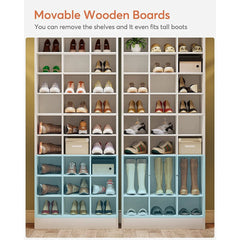 10-Tier Tall Shoe Cabinet, 30-Pair White Wood Shoe Storage Rack for Entryway and Closet