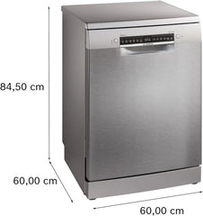 Bosch - Lavavajillas Libre Instalación, 60 cm, Serie 4, Home Connect, Motor EcoSilence, Acero, SMS4EMI06E