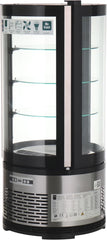 METRO Professional Kuchen-Vitrine GRV1100, Gastro, Edelstahl/Glas, 100 L, Umluftkühlung, 490W, Temperaturanzeige, automatisches Abtauen, rund, silber,