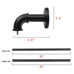 1 Inch Industrial Curtain Rods for Windows, Blackout Wrap-Around Rods, Rustic Matte Black