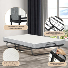 Sonnewelt Klappbett 90x200cm mit 13cm Dicke und Rollen