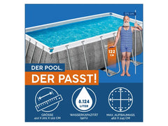 Power Steel Frame Pool Komplett-Set mit Filterpumpe, ca. L 412 x B 201 x L 122 cm