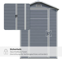 Gartenhaus Lönneberga 2,5m² Kunststoff | Polypropylen (PP) Geräteschuppen witterungsbeständig 124 x 191 x 167/199 cm (B x T x H) grau