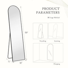 Full Length Mirror with Stand, Aluminum Alloy Frame Full Body Floor Mirror for Bedroom and Cloakroom