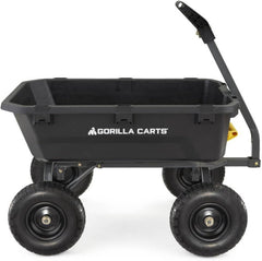 7-Cubic-Foot Poly Dump Garden Cart with No-Flat Tires, 1,200-Lb. Capacity, Black