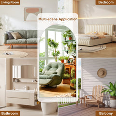 Modern Arched Full Length Floor Mirror, Aluminum Alloy Frame Standing Full Body Mirror