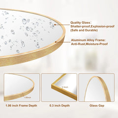 Modern Arched Full Length Floor Mirror, Aluminum Alloy Frame Standing Full Body Mirror