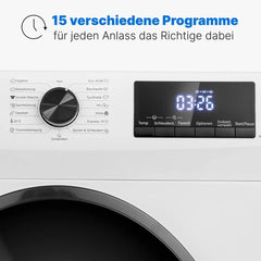 Bomann Waschmaschine 8kg | max. 1400 U/min | 10 Jahre Motor-Garantie | robuster, leiser & langlebiger Invertermotor | 15 Waschprogramme | LED-Display