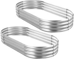 2Pcs Galvanized Raised Garden Bed Kit, 10×4×1ft Galvanized Planter Raised Garden Boxes Outdoor, Oval Large Metal Raised Garden Beds for Vegetables…………