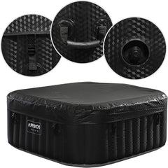 Arebos Whirlpool | 154 x 154 cm | mit LED-Beleuchtung | aufblasbar | quadratisch | In- & Outdoor | 4 Personen | 100 Massagedüsen | mit Heizung | 600 L