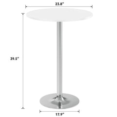 Round Bistro Pub Table, Bar Height Cocktail Table with Metal Base and MDF Top, 23.8 Inch