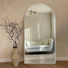 Modern Arched Full Length Floor Mirror, Aluminum Alloy Frame Standing Full Body Mirror