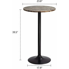Round Bistro Pub Table, Bar Height Cocktail Table with Metal Base and MDF Top, 23.8 Inch