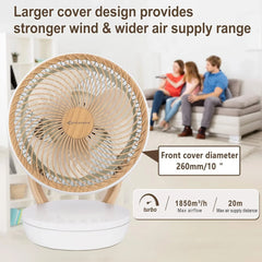 MYCARBON Ventilator sehr leise DC Motor 20dB 1850m³/h Luftmenge 8 Stufe ECO Modi Tischventilator 3D Luftumwälzer für 30m² Schlafzimmer Turbo