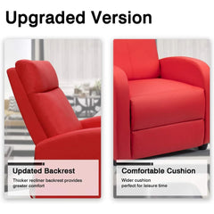 PU Leather Recliner Chair, Single Living Room Sofa Lounge Chair with Reclining Function