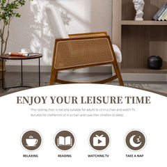 Upholstered Tall Back Rocking Chair, Smooth Gliding Accent Armchair for Comfortable Living Room Seating