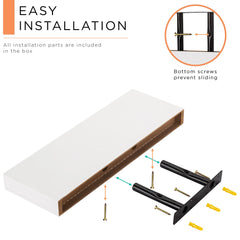 16 Inch Floating Wall Shelves, 3 Pack Farmhouse Hanging Display and Storage Shelves