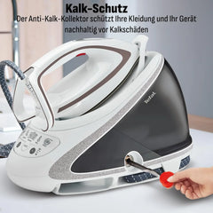 Tefal Dampfbügelstation Pro Express Ultimate, 7,7 Bar, 155 g/Min. Kontinuierlicher Dampf, 500 g/Min. Extra-Dampfstoß, 2600 Watt, Kalk-Kollektor,