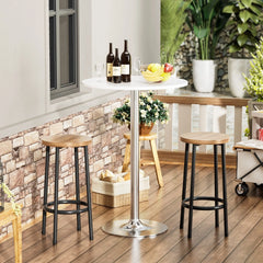 Round Bistro Pub Table, Bar Height Cocktail Table with Metal Base and MDF Top, 23.8 Inch