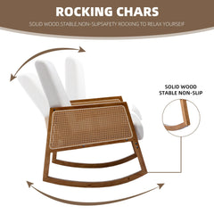 Upholstered Tall Back Rocking Chair, Smooth Gliding Accent Armchair for Comfortable Living Room Seating