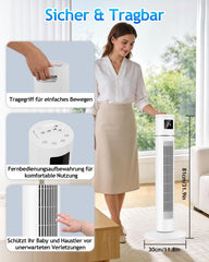 Timiyou Turmventilator 20dB Sehr Leiser für Schlafzimmer & Kühlung mit Fernbedienung | 3 Geschwindigkeitsstufen, 12h Timer, 60° Oszillation,