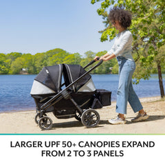 2-in-1 All-Terrain Baby Stroller Wagon with Canopy and Storage - Gray