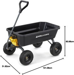 7-Cubic-Foot Poly Dump Garden Cart with No-Flat Tires, 1,200-Lb. Capacity, Black