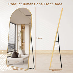 Modern Arched Full Length Floor Mirror, Aluminum Alloy Frame Standing Full Body Mirror