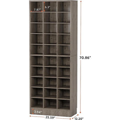 10-Tier Tall Shoe Cabinet, 30-Pair White Wood Shoe Storage Rack for Entryway and Closet