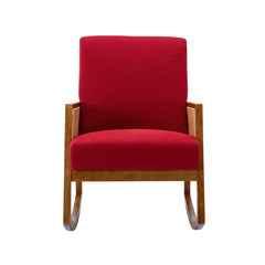 Upholstered Tall Back Rocking Chair, Smooth Gliding Accent Armchair for Comfortable Living Room Seating