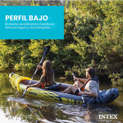 Intex Explorer K2 Kayak, 2-Person Inflatable Kayak Set with Aluminum Oars and High Output Air Pump