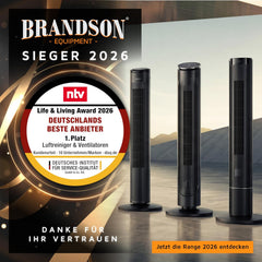 Brandson - Turmventilator – sehr leise - Schlaf Modus – Sieger Ventilatoren und Luftkühler 2026-12 Geschwindigkeitsstufen – Oszillation – mit
