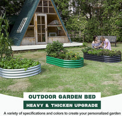 2Pcs Galvanized Raised Garden Bed Kit, 10×4×1ft Galvanized Planter Raised Garden Boxes Outdoor, Oval Large Metal Raised Garden Beds for Vegetables…………