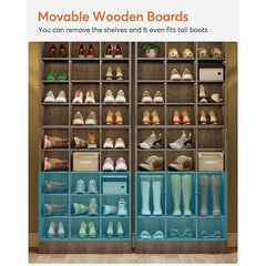 10-Tier Tall Shoe Cabinet, 30-Pair White Wood Shoe Storage Rack for Entryway and Closet