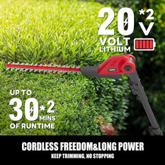 20V MAX Cordless Pole Hedge Trimmer, 2 x 2.0Ah Batteries and Charger Included