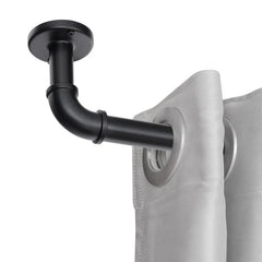 1 Inch Industrial Curtain Rods for Windows, Blackout Wrap-Around Rods, Rustic Matte Black
