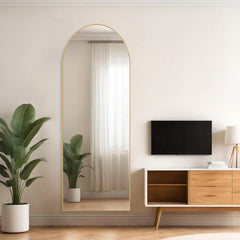 21x64 Arched Full-Length Mirror – Shatter-Proof Glass with Aluminum Alloy Stand