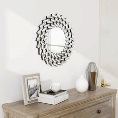 Round Sunburst Wall Mirror, Decorative Accent Mirror for Living Room, Bedroom and Entryway Home Decor