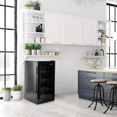 °CUBES Getränkekühlschrank 90L mit Glastür & 4 variablen Ablagen | Kompakter Flaschenkühlschrank, perfekt für zu Hause, Büro, Partys & Gastro |