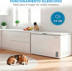 MIDEA Arcon Congelador Pequeño de 418L | Congelador Horizontal Convertible a Frigorífico con Motor Inverter, Control Electrónico de Temperatura,
