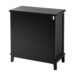 Farmhouse Fully Assembled Nightstand with 2 Drawers, Flower Motif End Table for Small Spaces