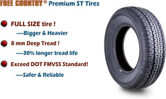 Set of 4 ST205/75R15 10-Ply Load Range E Steel-Belted Radial Trailer Tires with Scuff Guard