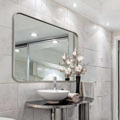 Wall Mirror Vanity Mirror, Bathroom Mirror with Rounded Corners, 1 Piece