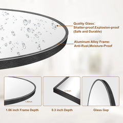 Modern Arched Full Length Floor Mirror, Aluminum Alloy Frame Standing Full Body Mirror