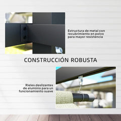 Outsunny Pérgola de Jardín 4x3 m con Techo Retráctil y 3 Laterales Enrollables, Cenador de Jardín Montado en Pared o Independiente, con UPF30+,