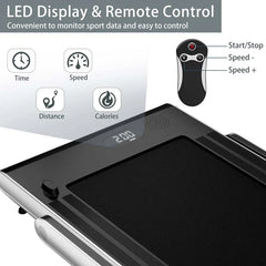 2.5HP 2-in-1 Folding Under Desk Treadmill with Speaker APP Remote Control, Portable Walking Jogging Machine for Home Gym Office