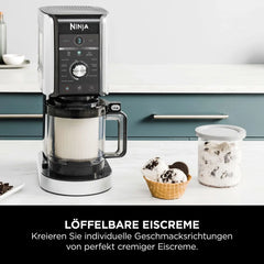 Ninja CREAMi Deluxe Eis-und Eisgetränkmaschine mit 2 Bechern, 10 Funktionen, macht Eiscreme, Gelato, Sorbet, Frozen Yoghurt, Milchshakes, Slushi &
