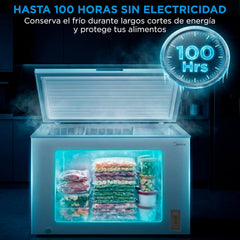 MIDEA Arcon Congelador Pequeño de 293L | Congelador Horizontal Convertible a Frigorífico con Motor Inverter, Control Electrónico de Temperatura,