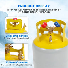 30 LB Refrigerant Recovery Tank for R12, R22, R134A, R410A Refrigerant with 1/4 SAE Y-Valve Liquid/Vapor Reclaim Tank AC Freon Recovery Tank Refrigerant Recovery Cylinder Tank Reusable-FAHKNS