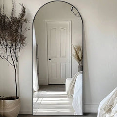 Modern Arched Full Length Floor Mirror, Aluminum Alloy Frame Standing Full Body Mirror